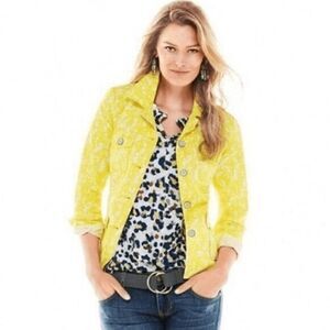 CAbi Utility Jacket Field of Daises 5160 Yellow Coat XS